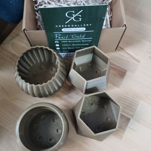 Set of 4 Linden Wood Textured Indoor Planters - Picture 4 of 5